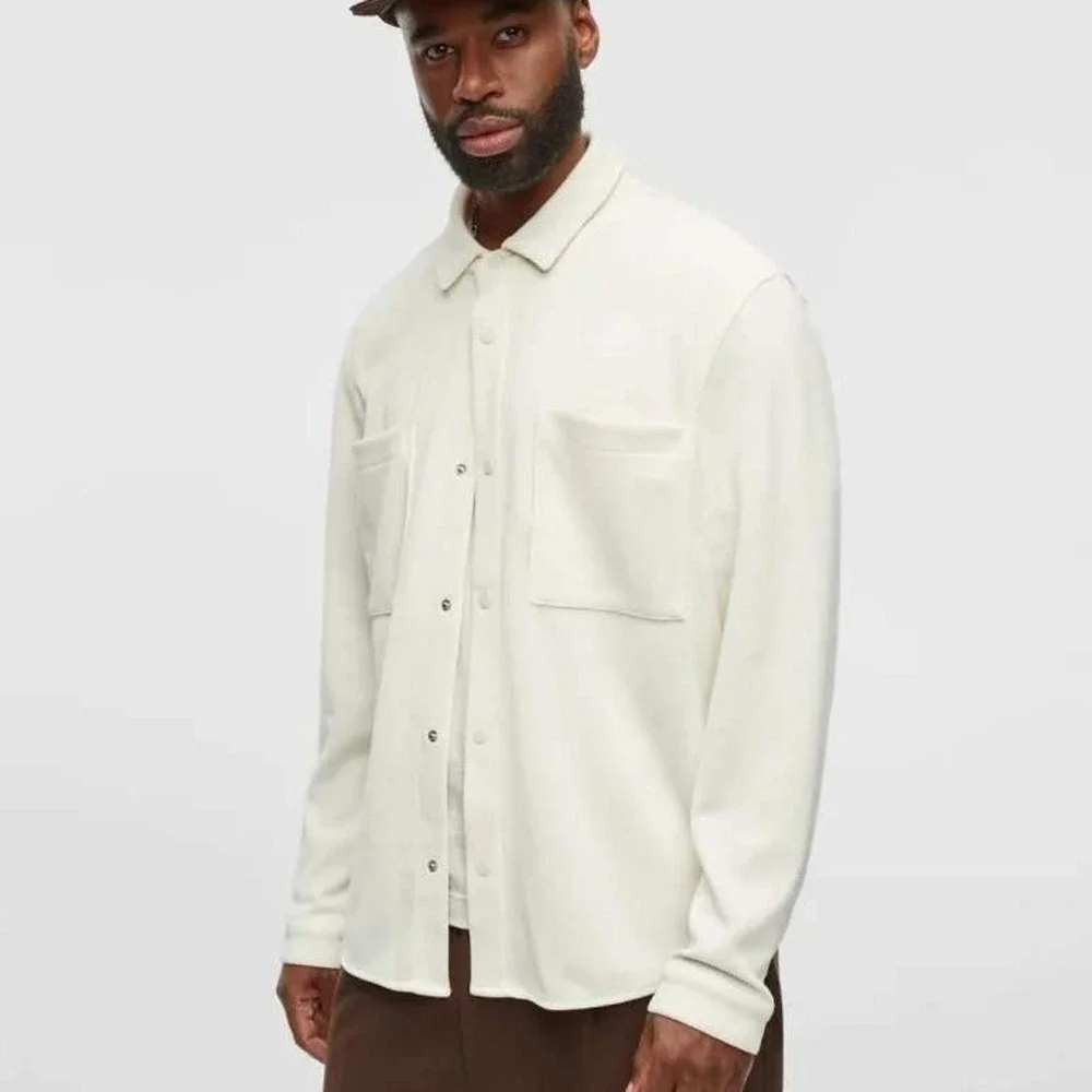 Mode of One Mens Small Soft Vanilla Ribbed Snap Front Shirt Jacket NEW